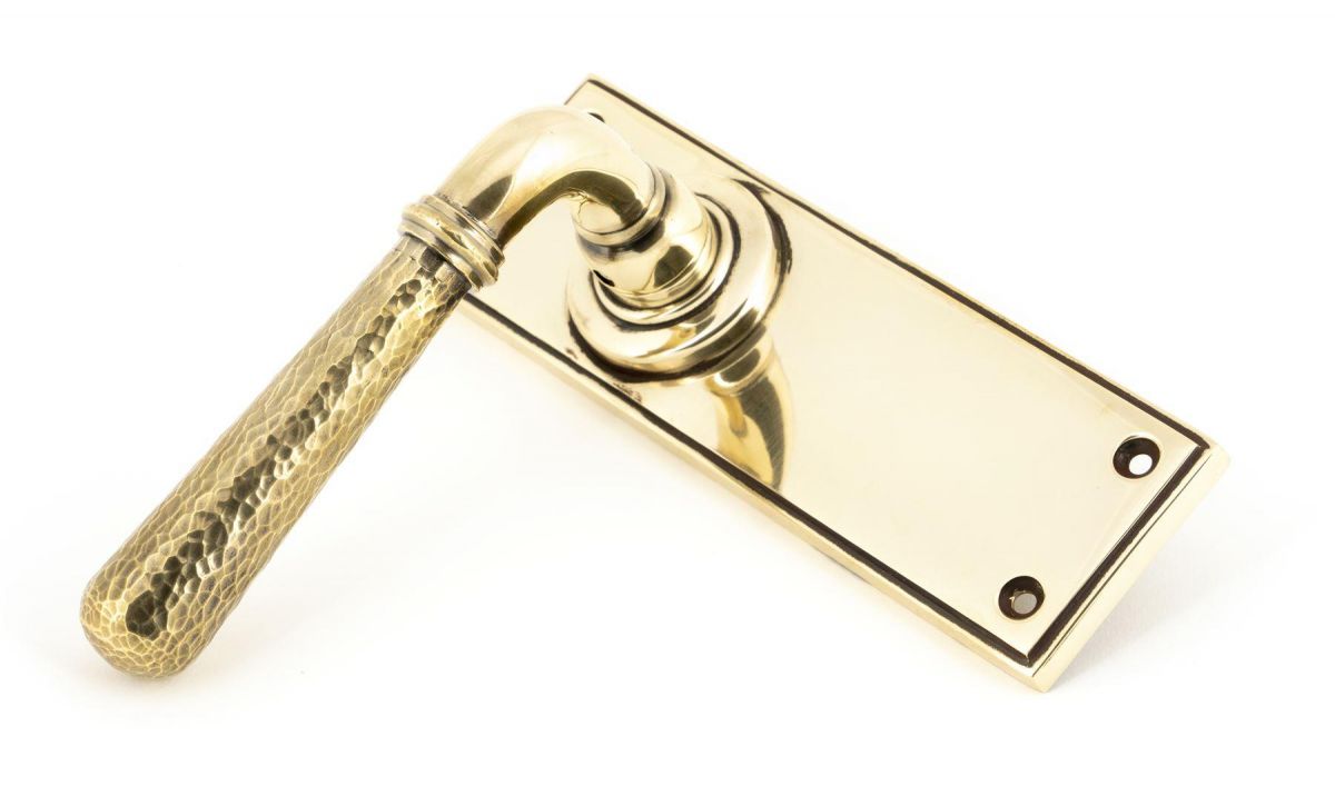 Hammered Aged Brass Lever Latch Door Handle Side View