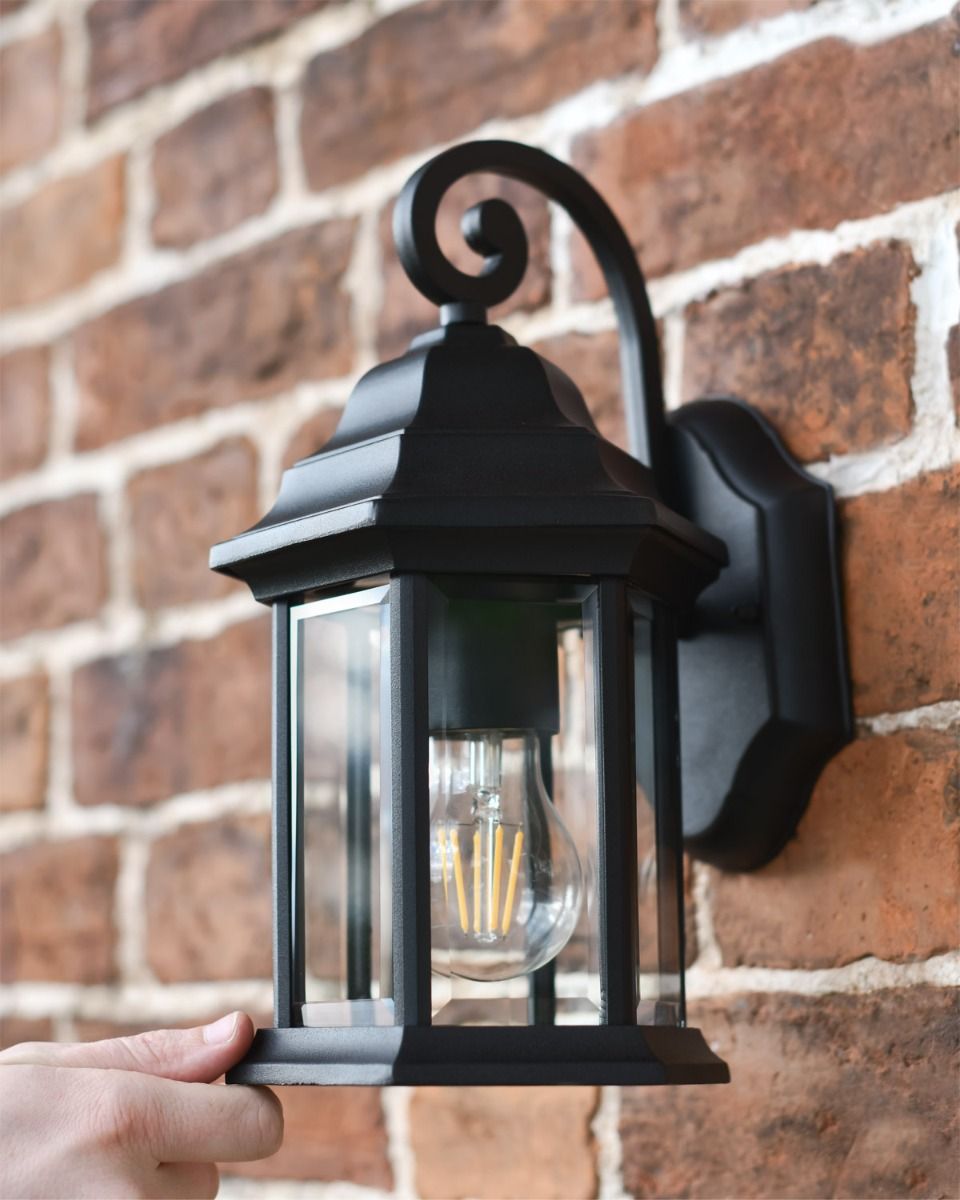 Traditional Black Aluminium Ornate Top Fix Wall Lantern