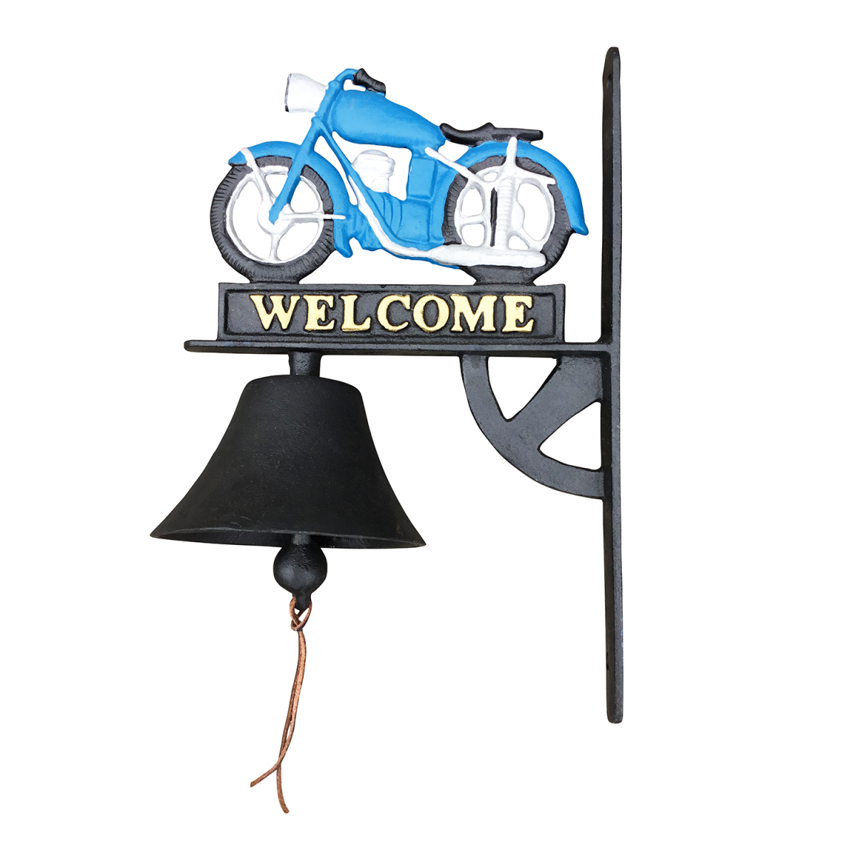 Cast Iron Blue Motorbike Bell Finished in Black