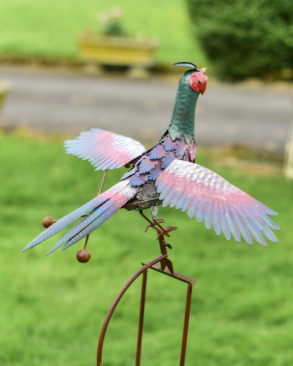 Recycled Metal "Rocking Pheasant" Garden Spike 