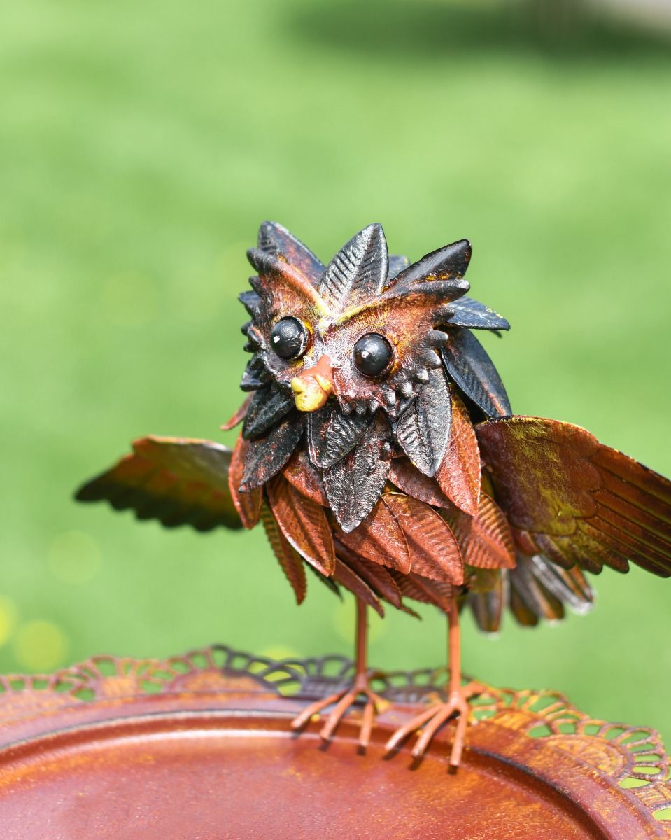 Hand Painted Rustic Owl on Bird Feeder 