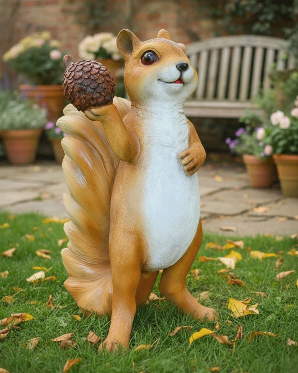 Handpainted Fibreglass Squirrel Garden Sculpture Digital Illustration
