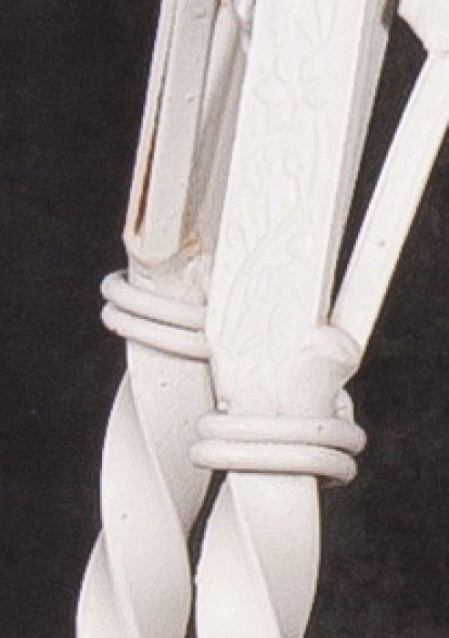 Close-up of the Cream Finish on the “Eugenia House” Ornate Hanging Basket & Bracket