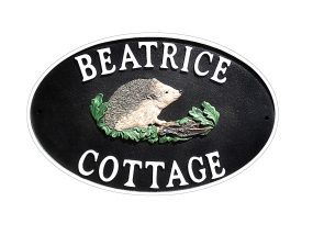 Double sided Cast Iron Effect Hanging “Hedgehog” House Name Sign