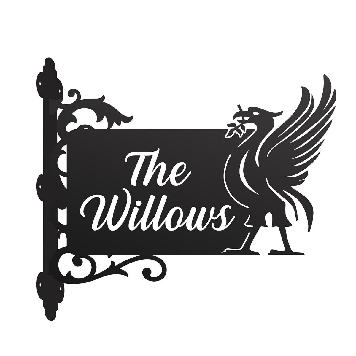 Liver Bird Wall Bracketed House Name Sign Finished in Black