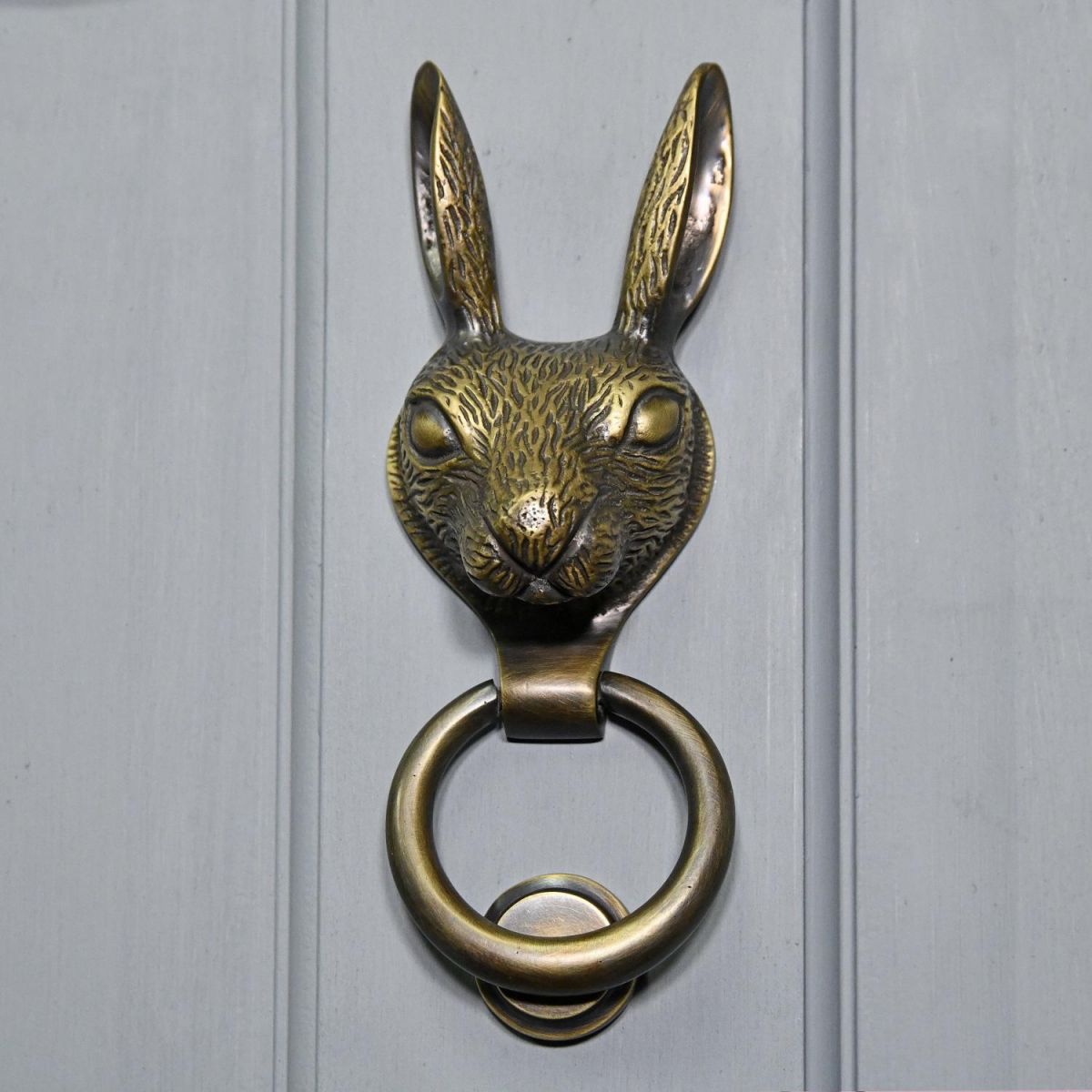 Rabbit Door Knocker in Antique Brass 