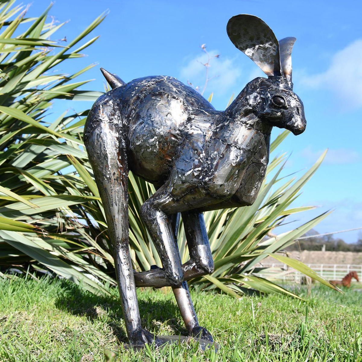 Hare Sculpture in Situ in the Garden