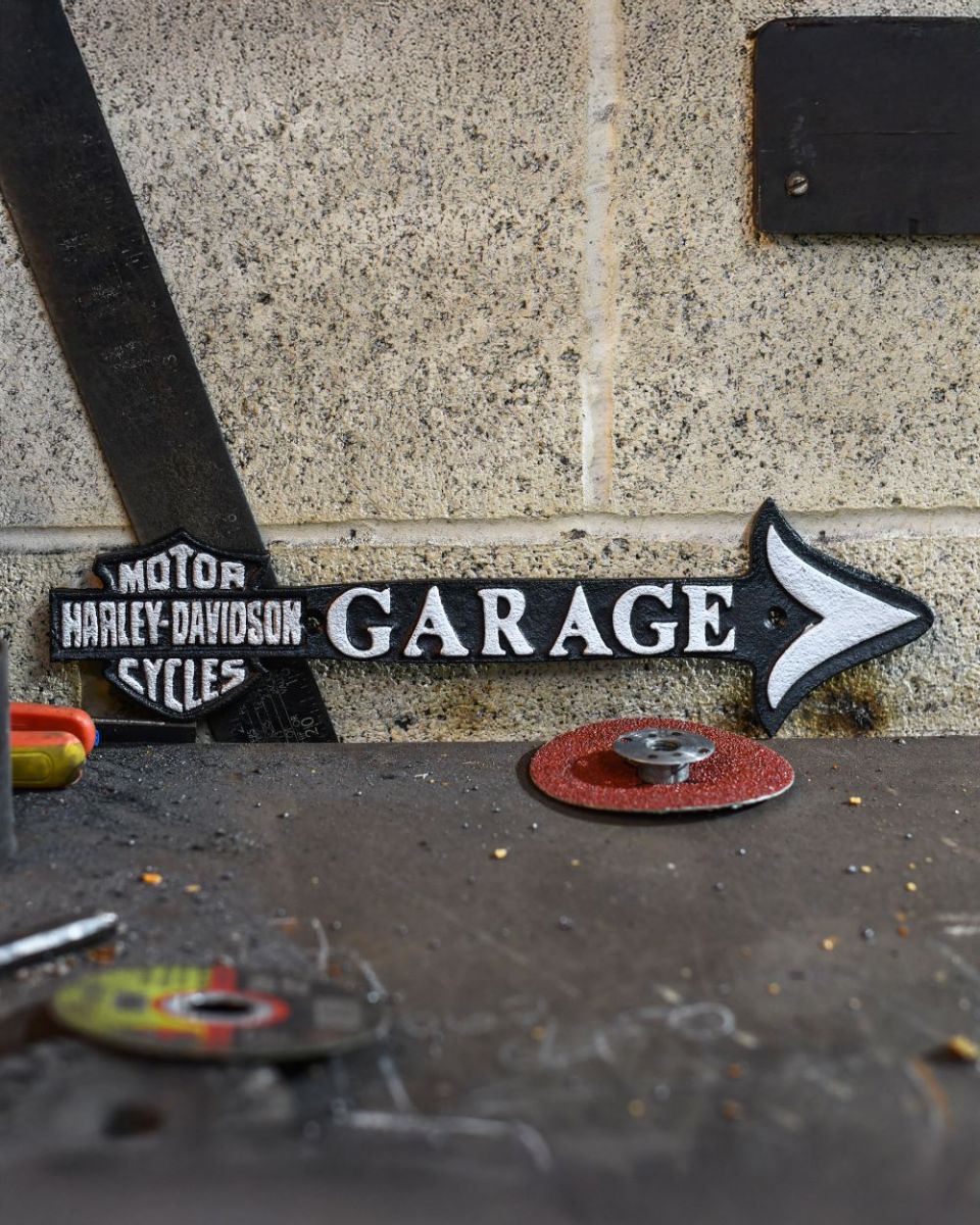 Harley Davidson Garage Vintage Style Cast Iron Sign