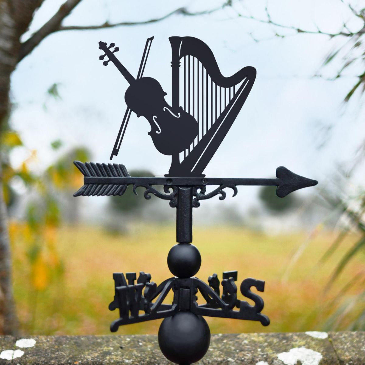 Weathervane with Harp & Violin Duet Topper in Situ
