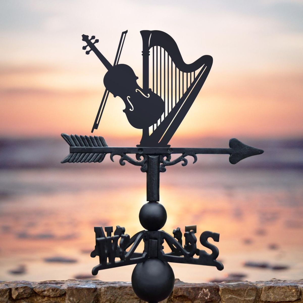 Weathervane with Harp & Violin Duet Topper