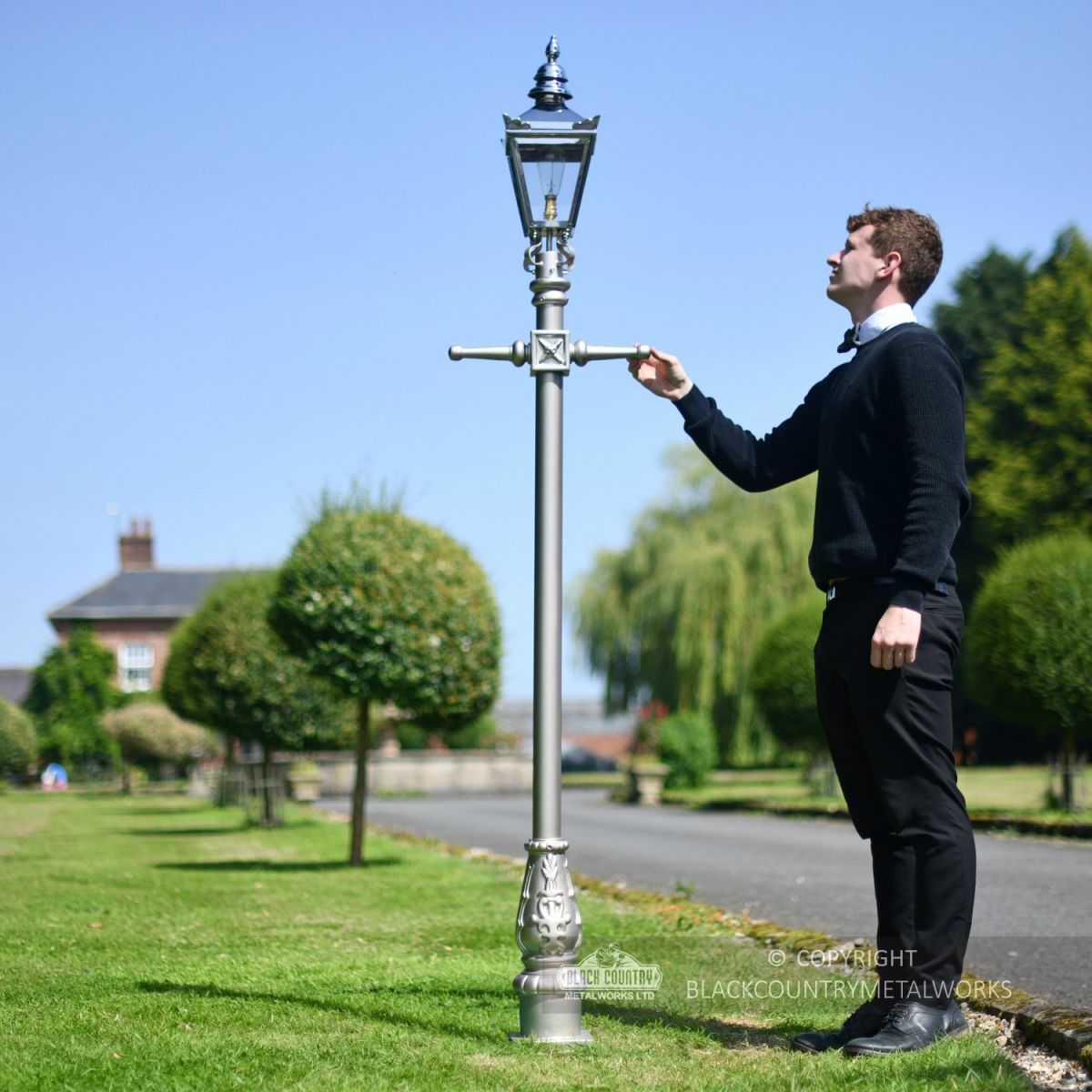Harrogate Lantern on Silver finished post Scale Shot
