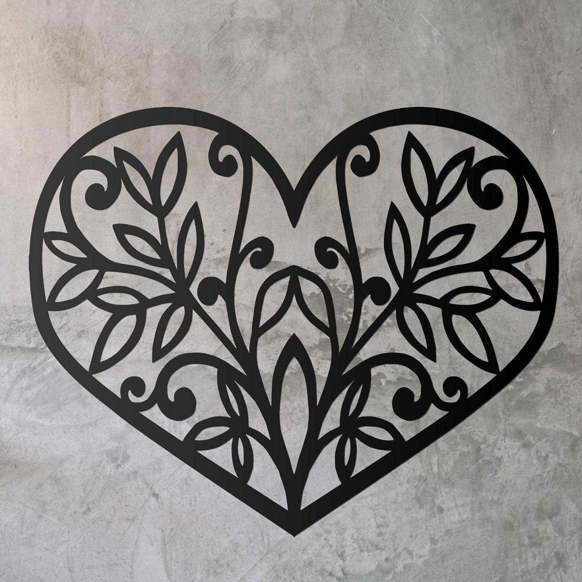 Flower Foliage Heart Wall Art on a Rustic Wall