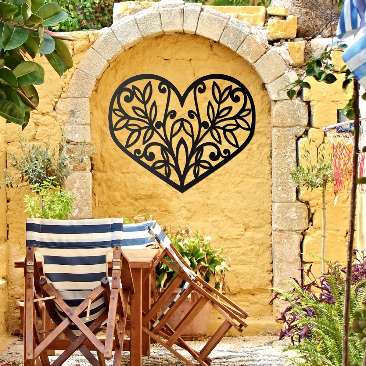 Flower Foliage Heart Wall Art in Situ