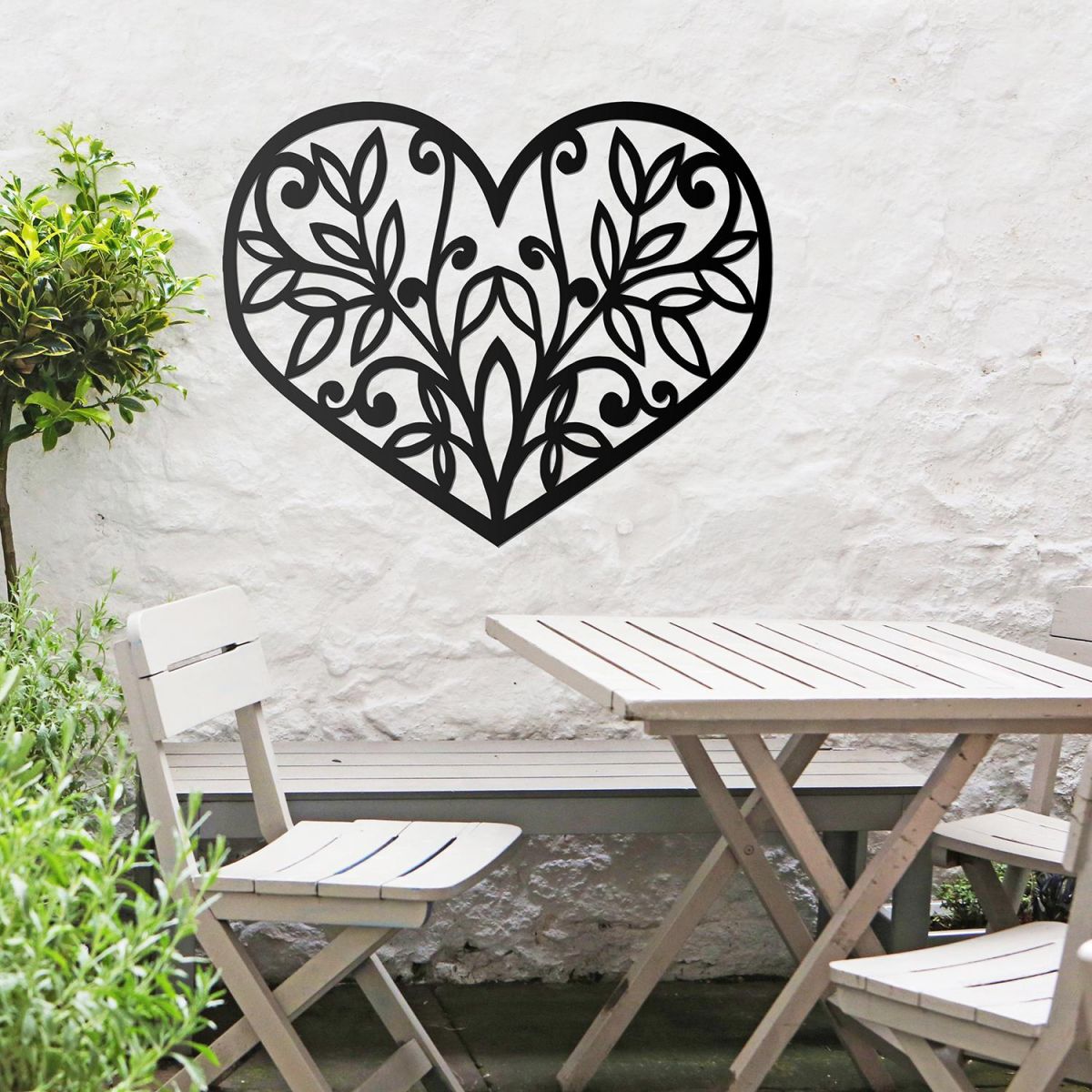 Flower Foliage Heart Wall Art Outside