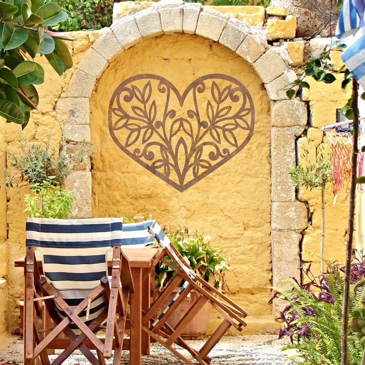 Flower Foliage Heart Wall Art Outside