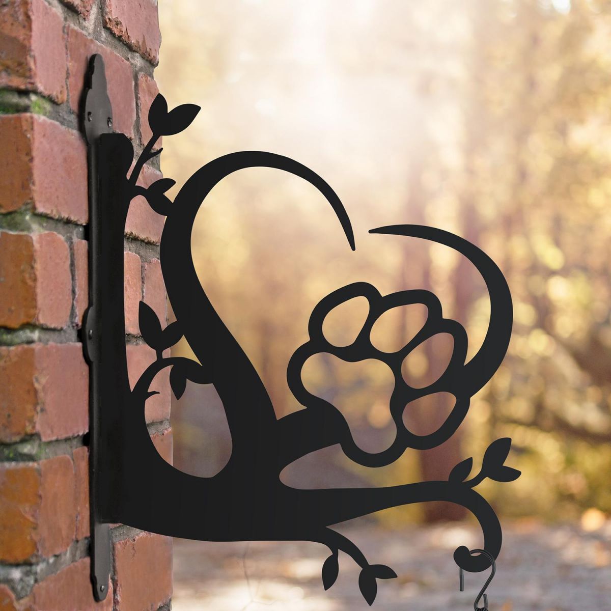 Heart & Paw Print Hanging Basket Bracket in Situ