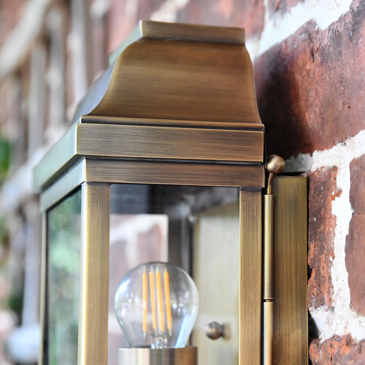 Close-up of the Antique Brass Finish on the Wall Lantern