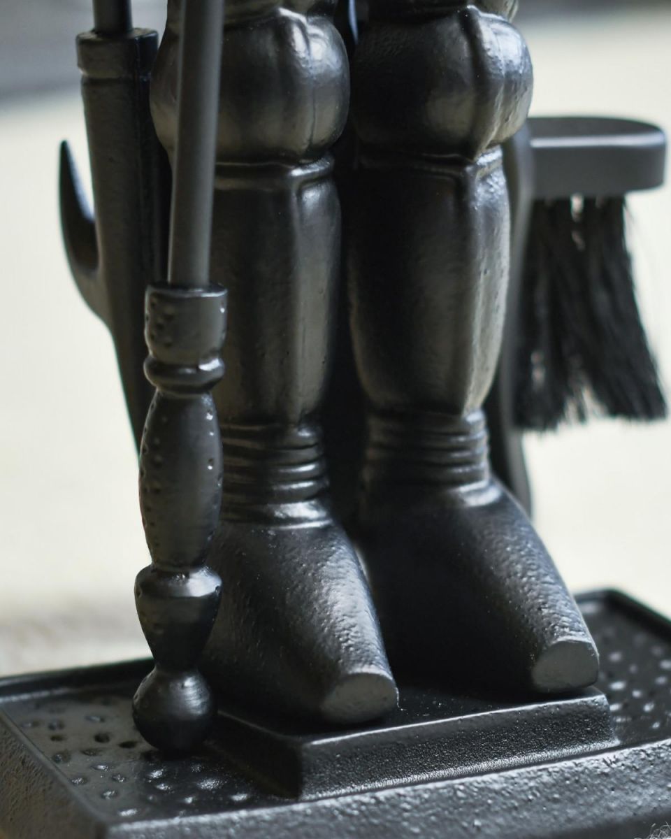 Close Up Of Heavy Duty Cast Iron "Black Knight" Companion Set Base