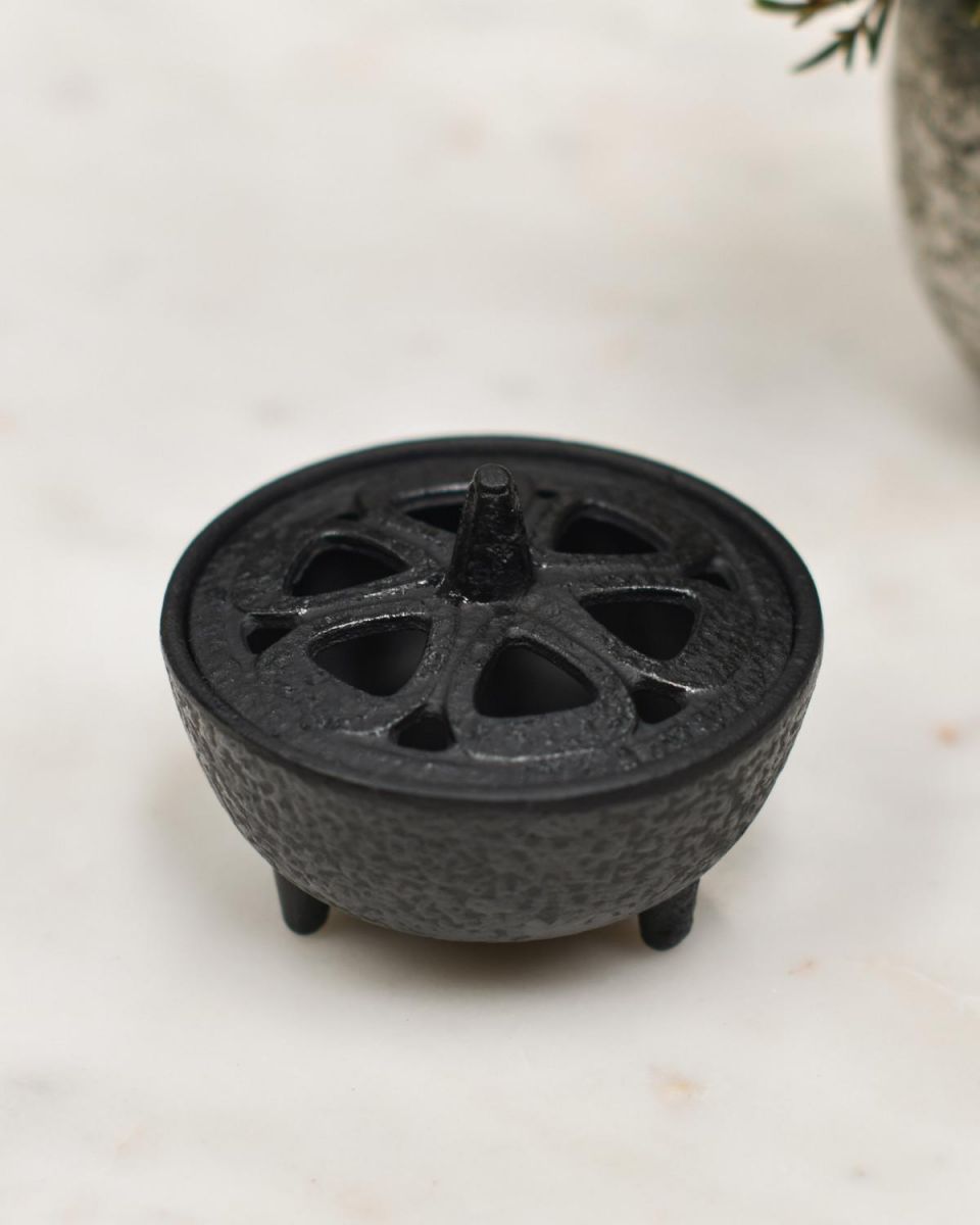 Heavy Duty Cast Iron Incense Burner in Black in Situ