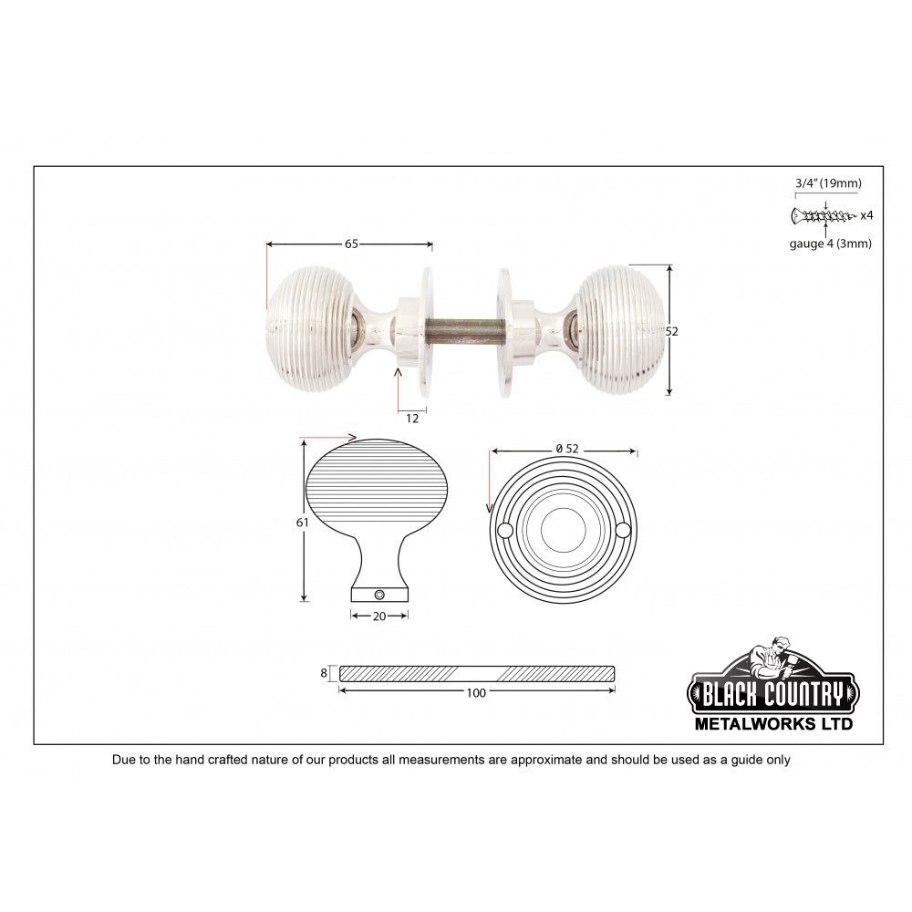 Heavy Duty Nickle Beehive Door Knobs