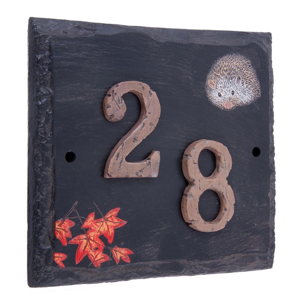 "Helmsford House" Hedgehog Slate House Number Sign "Helmsford House" Hedgehog Slate House Number Sign