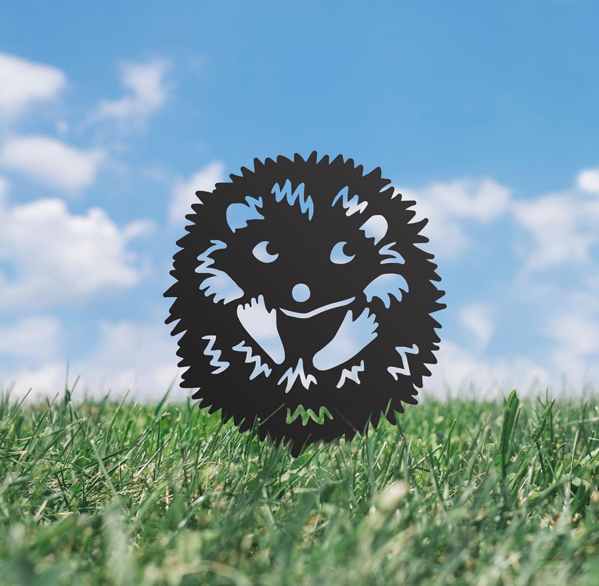 Hedgehog Iron Silhouette Facing Forward in Situ Outdoors