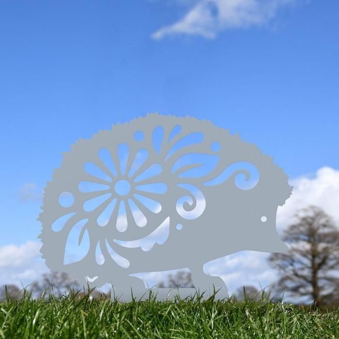 Floral Hedgehog Silhouette in Silver Floral Hedgehog Silhouette in Silver