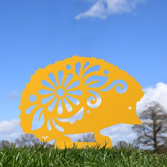 Floral Hedgehog Silhouette in Yellow Floral Hedgehog Silhouette in Yellow