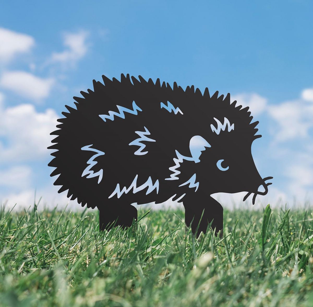 Hedgehog Iron Silhouette Facing Right in the Garden