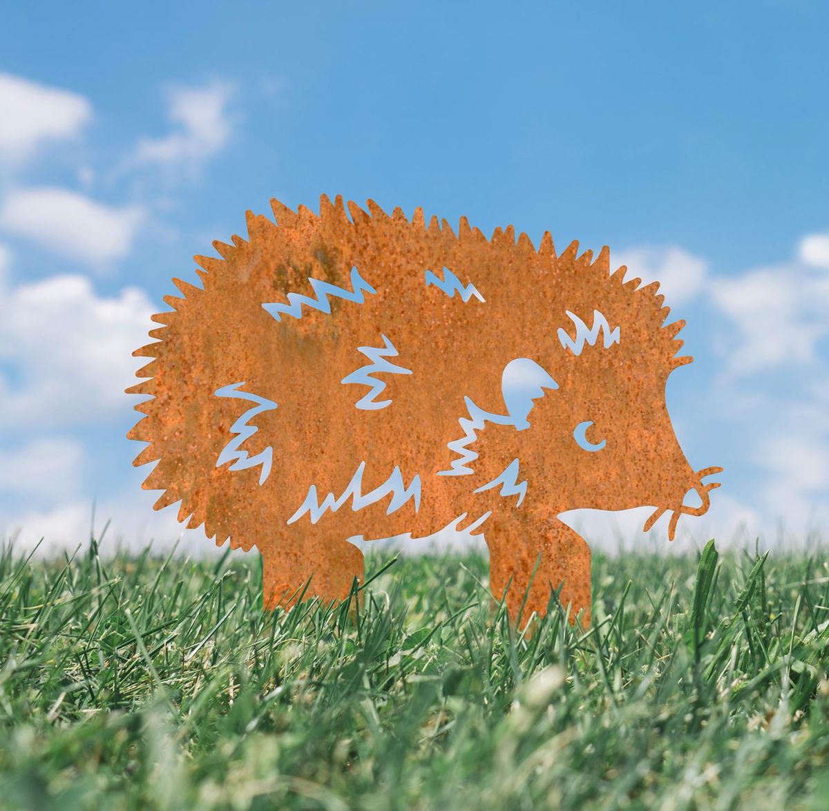 Hedgehog Iron Silhouette Facing Right in the Garden