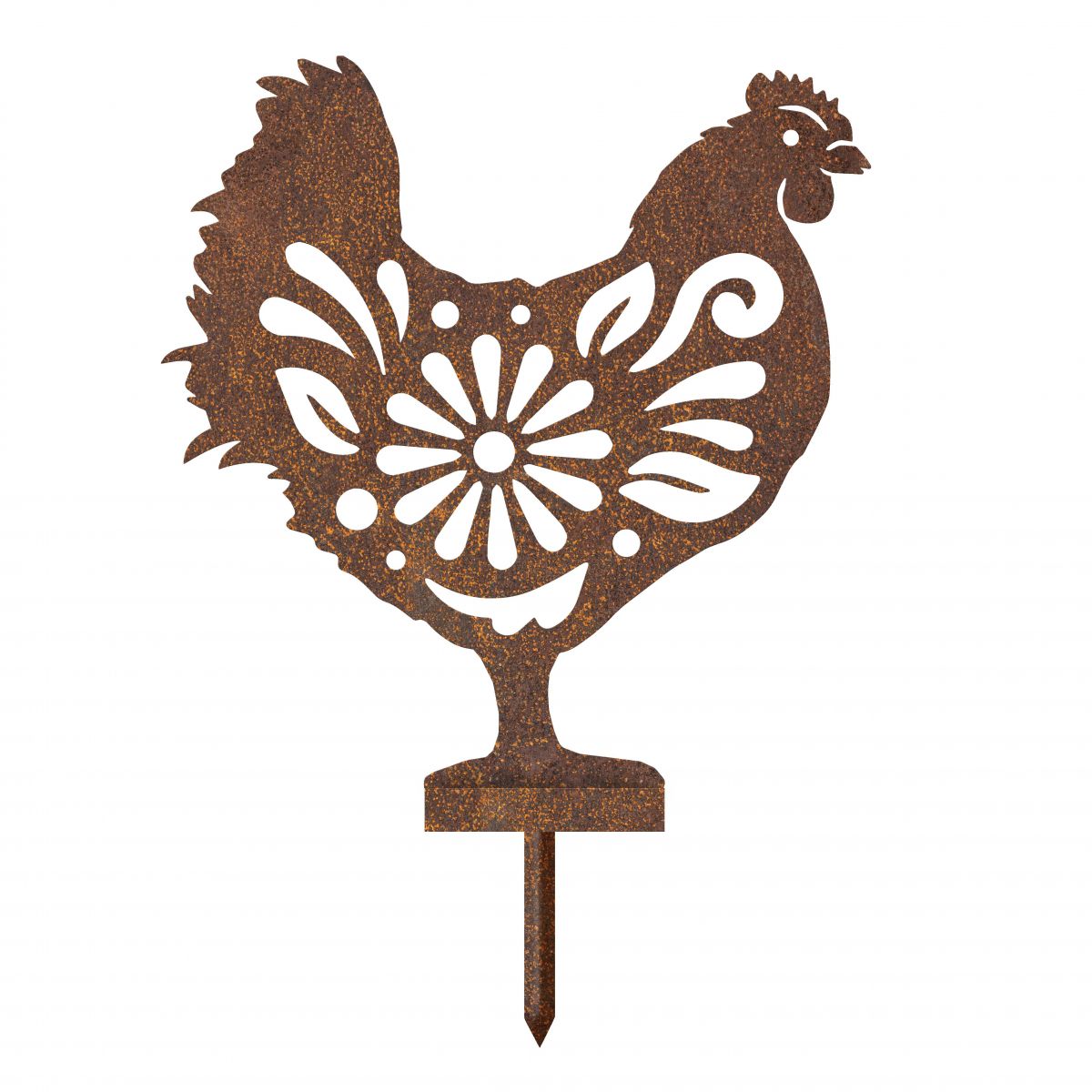 Rustic Floral Hen Silhouette with Spike  Rustic Floral Hen Silhouette with Spike
