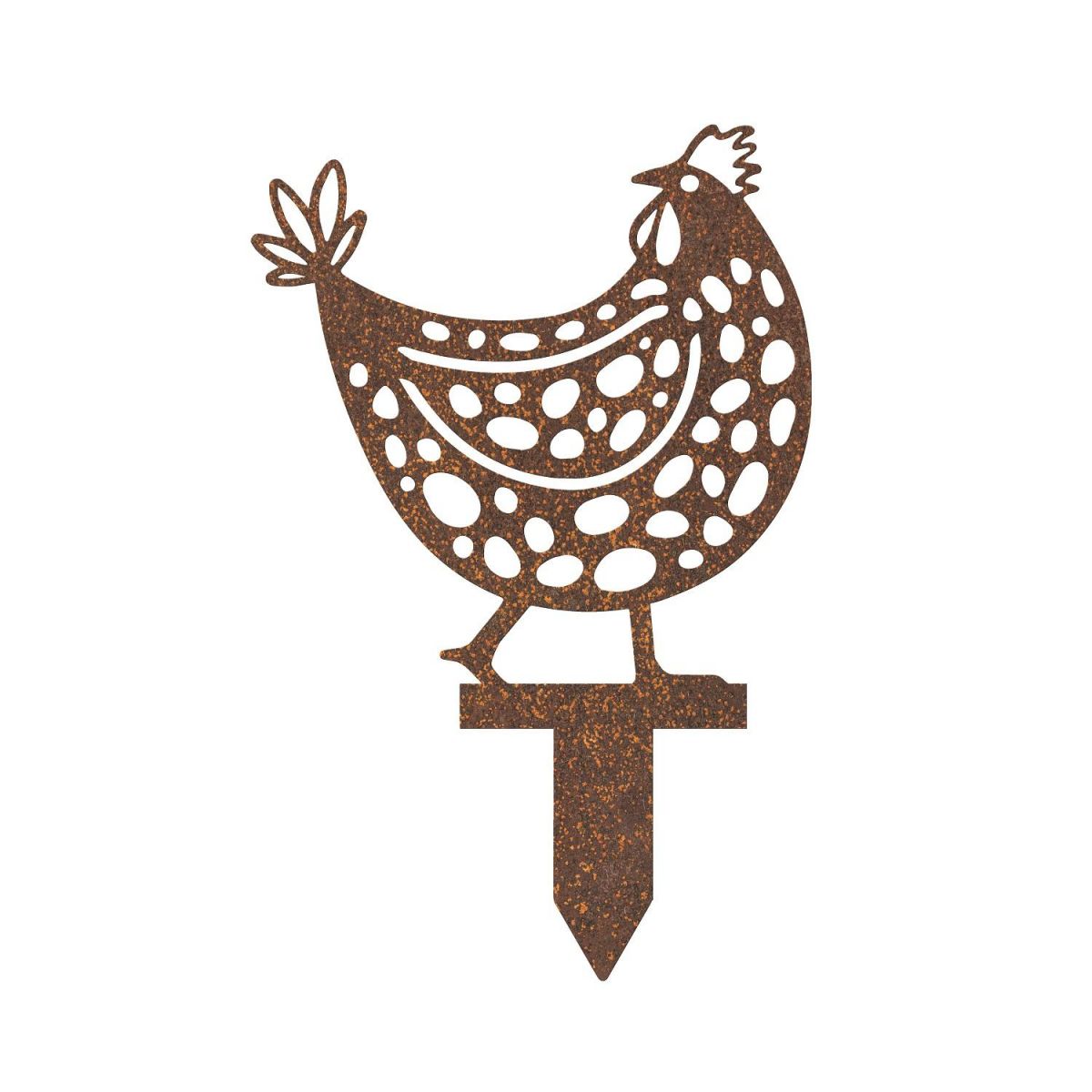 Rustic Clucking Spotted Hen Silhouette in Rustic Finish