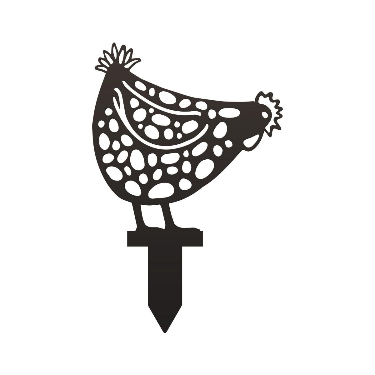 Black Pecking Hen Silhouette with Ground Spike 