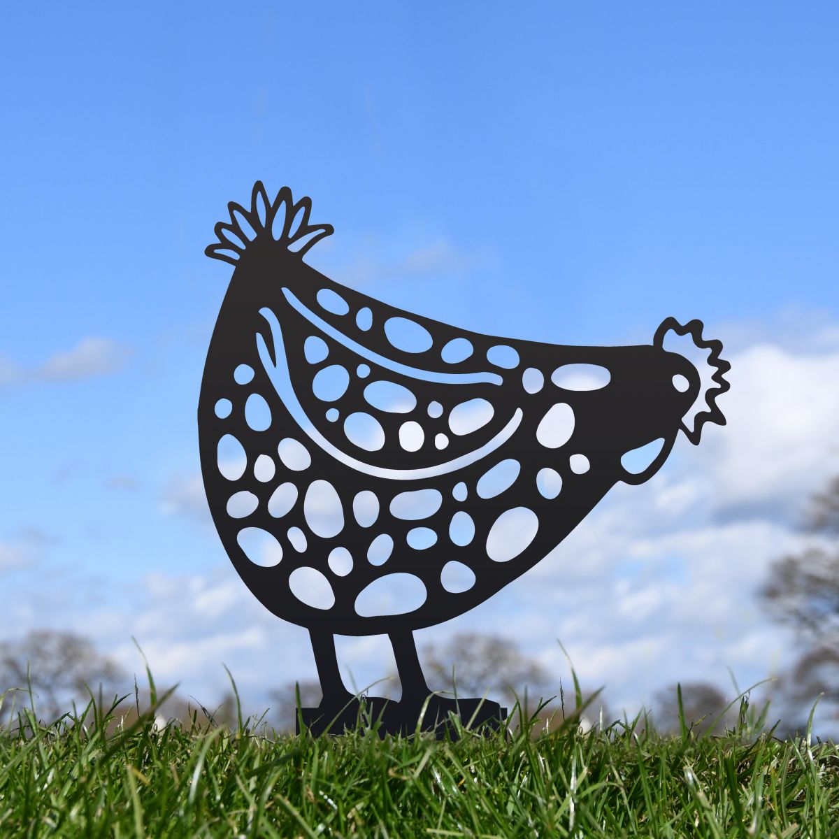 Black Pecking Hen Silhouette