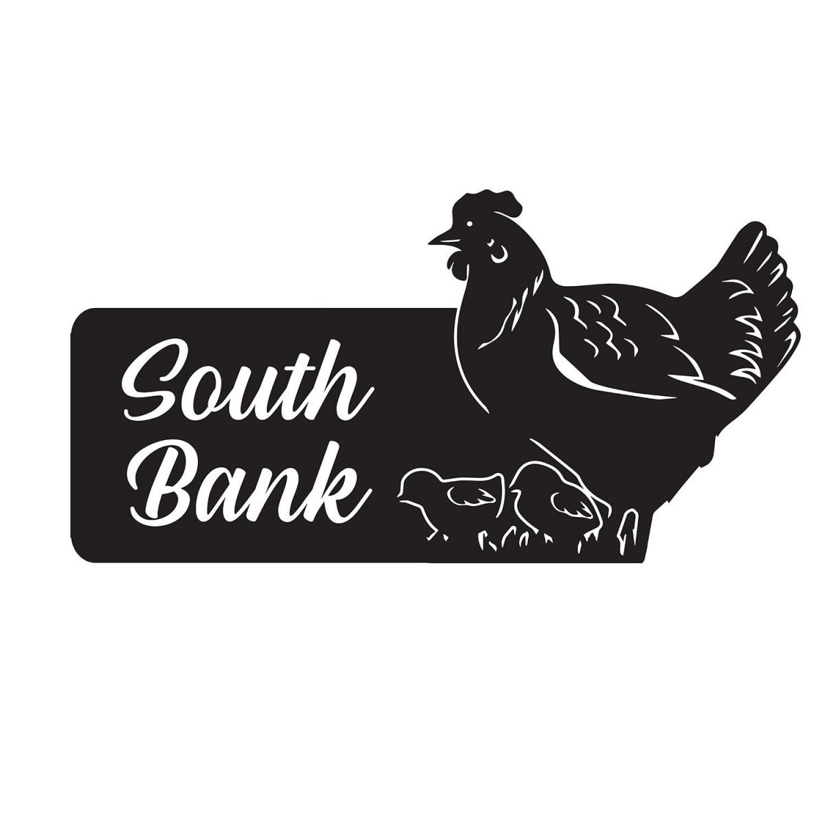 Hen & Chicks Iron House Name Sign Finished in Black