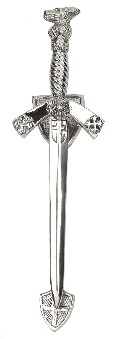 “Heraldic Sword” Bright Chrome Door Knocker 