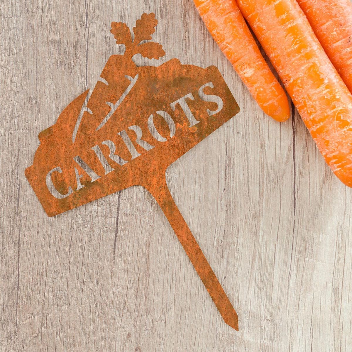 "Carrots" Vegetable Label Created From Steel