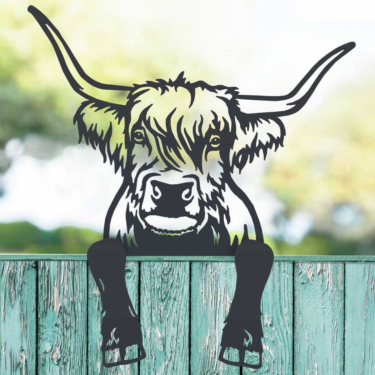 Black Highland Cow Fence Topper 