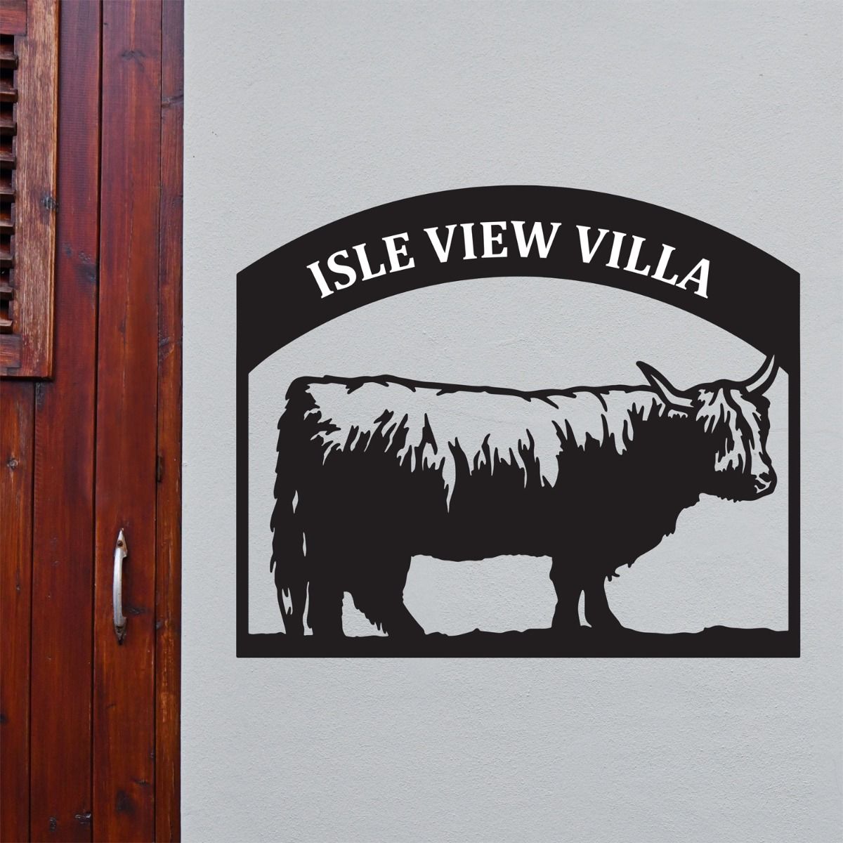 Highland Cow Steel House Name Sign 