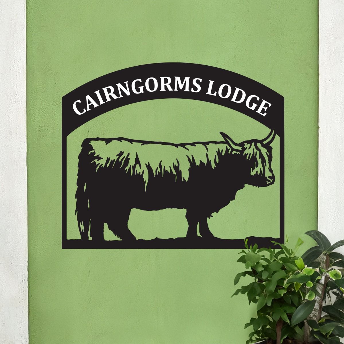 Highland Cow Steel House Name Sign 