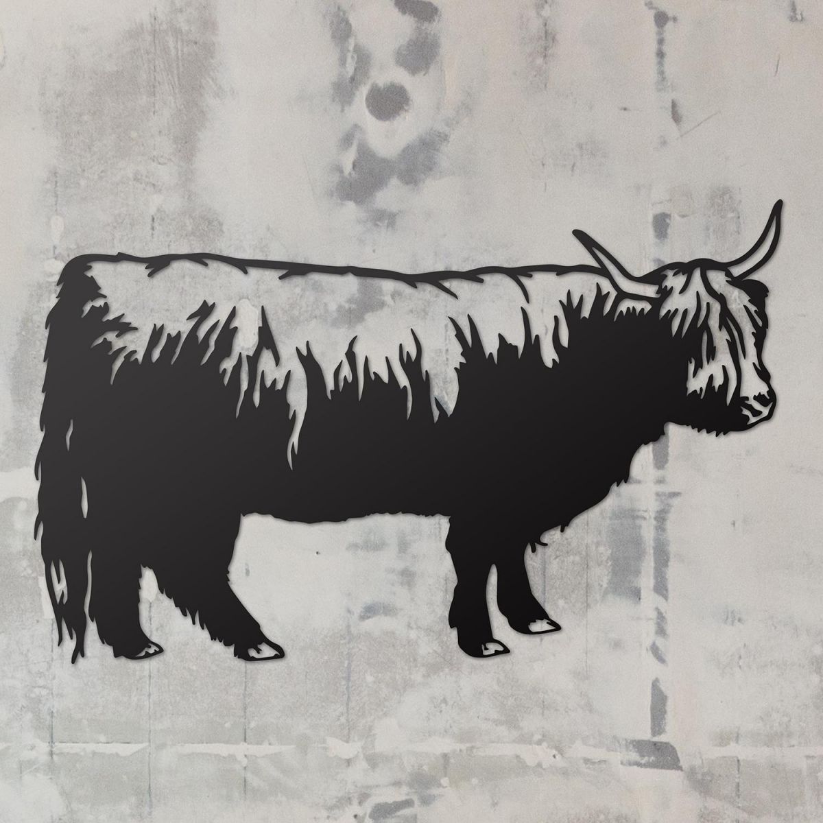 Highland Cow Wall Art on a Rustic Grey Wall Highland Cow Wall Art on a Rustic Grey Wall