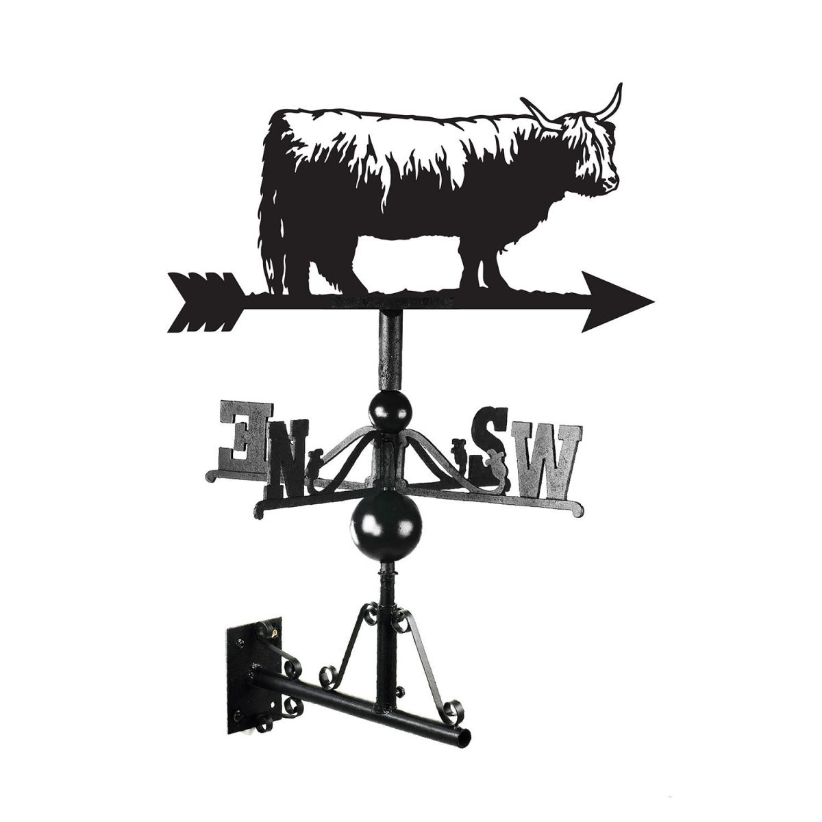 Highland Cow Weathervane Created From Iron and Finished in Black