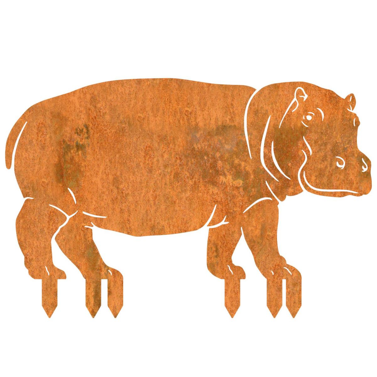 Rustic Standing Hippo Silhouette on White Background