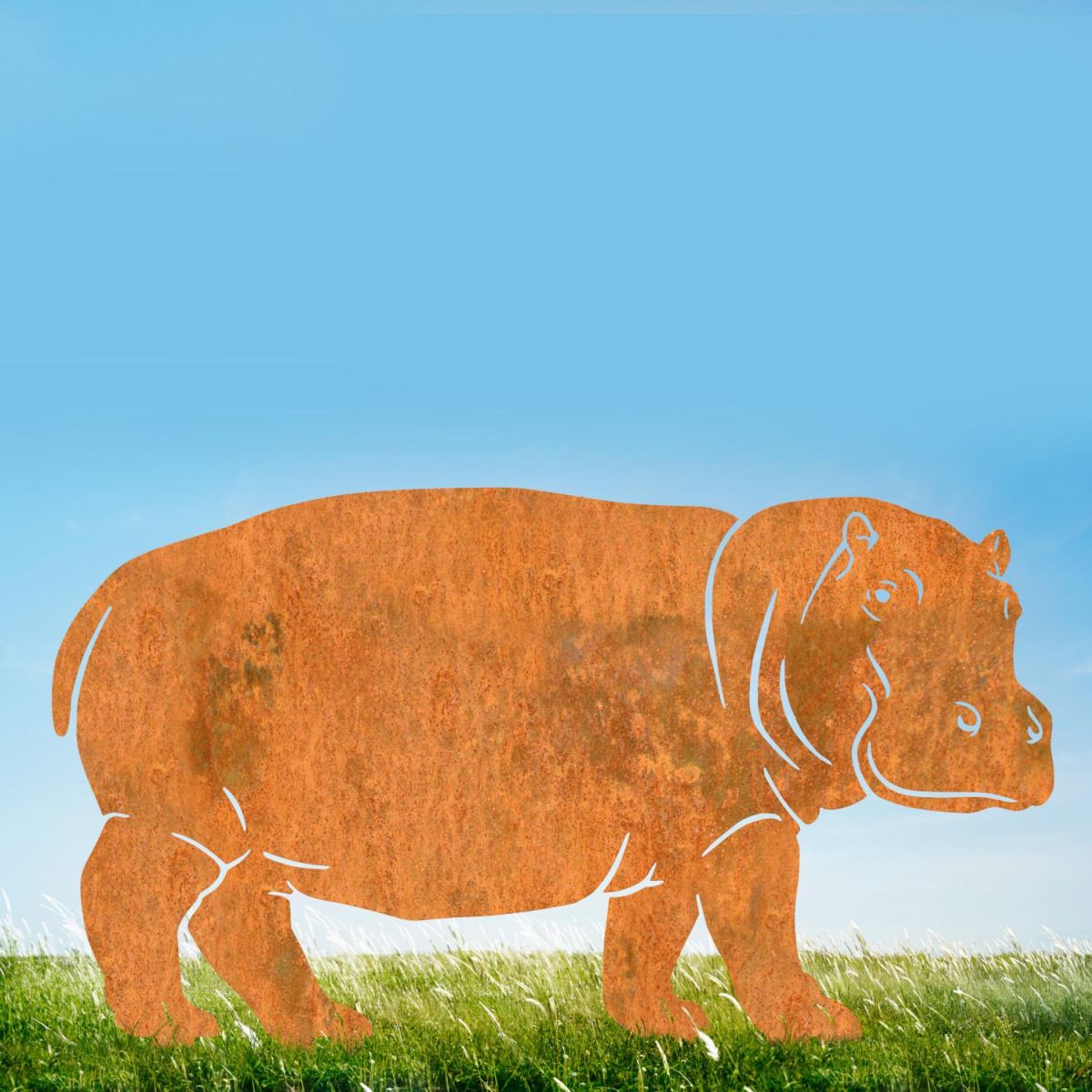 Rustic Standing Hippo Silhouette