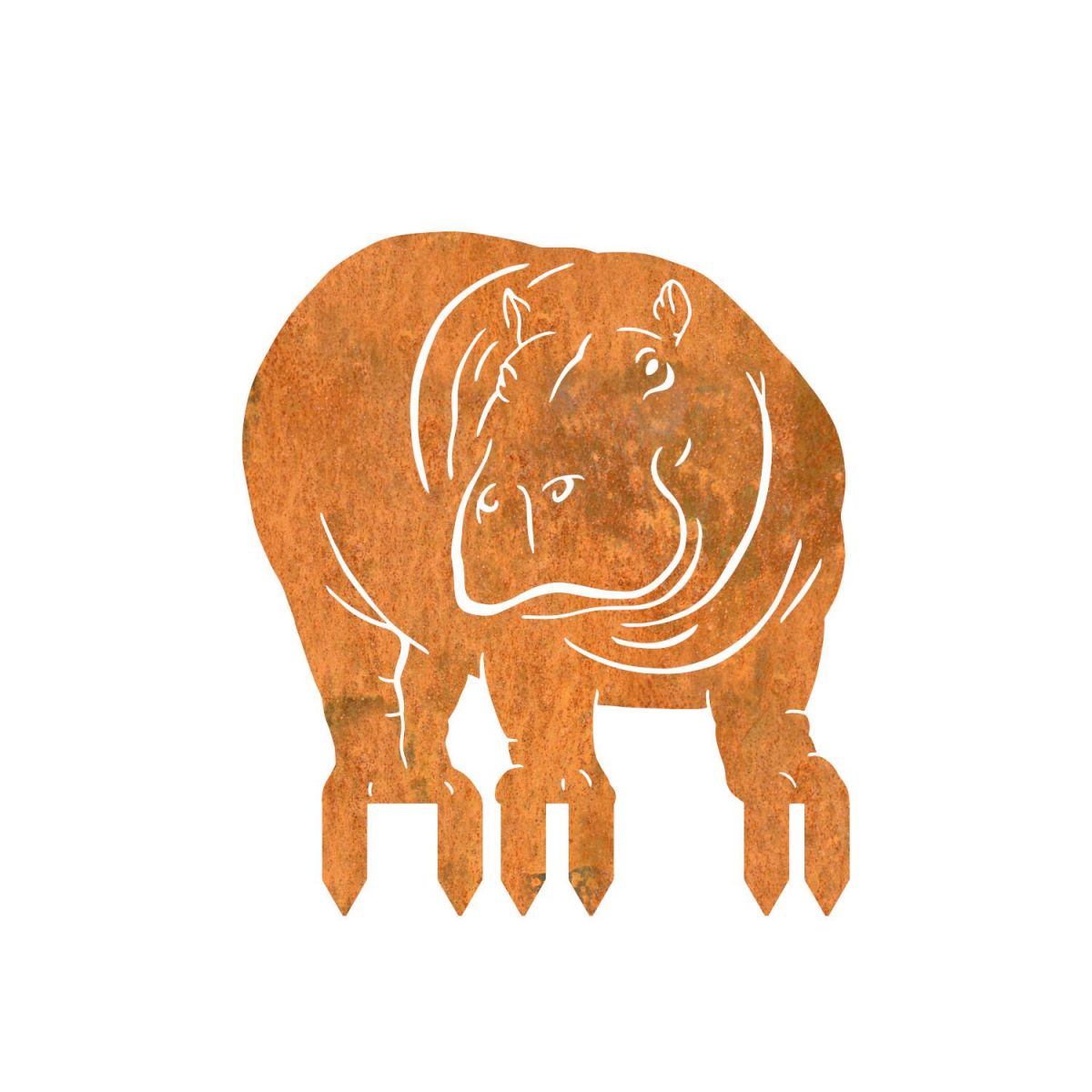 Rustic Hippo Silhouette - Facing Right with Spikes