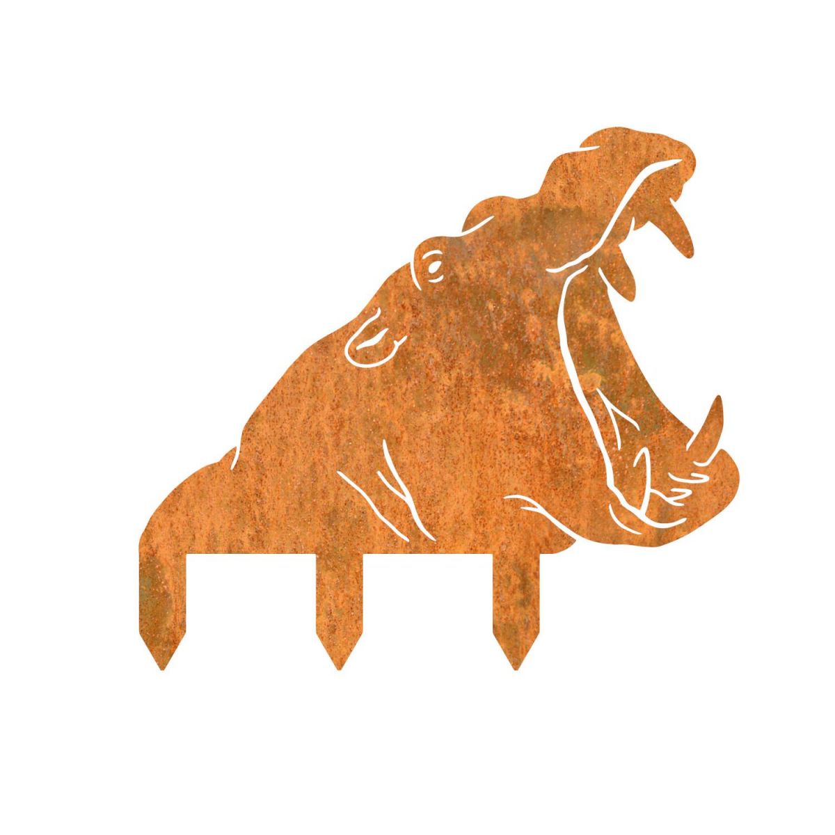 Rustic Hippo Head Silhouette on White Background