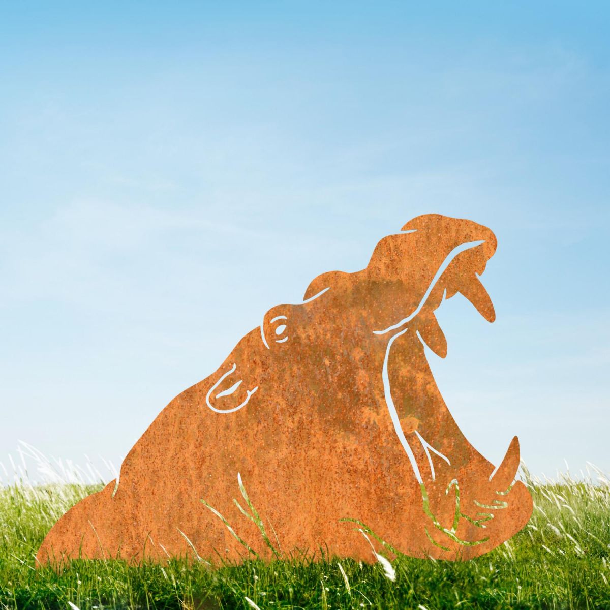 Rustic Hippo Head Silhouette