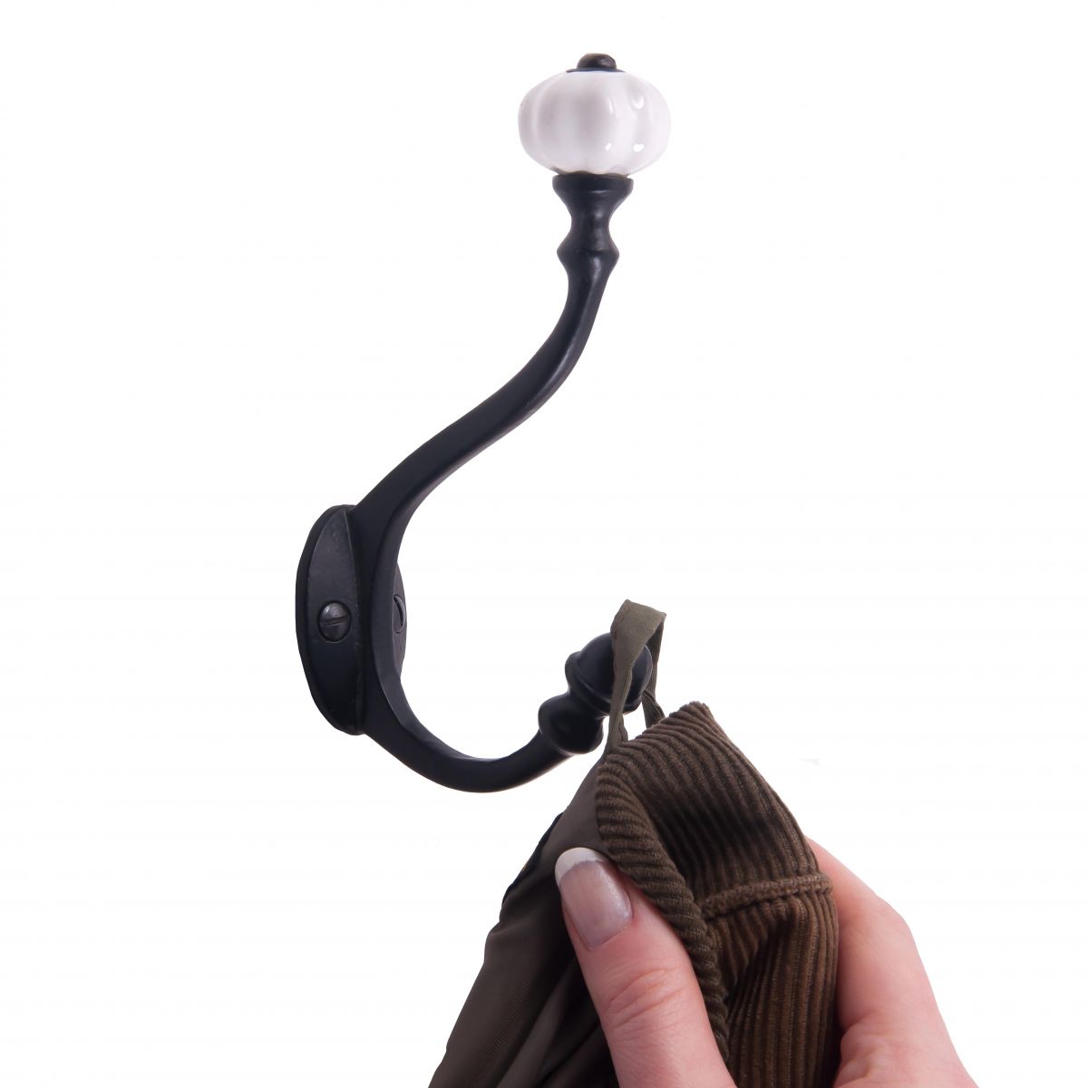 Victoriana Cast Iron & Ceramic Coat Hook in situ