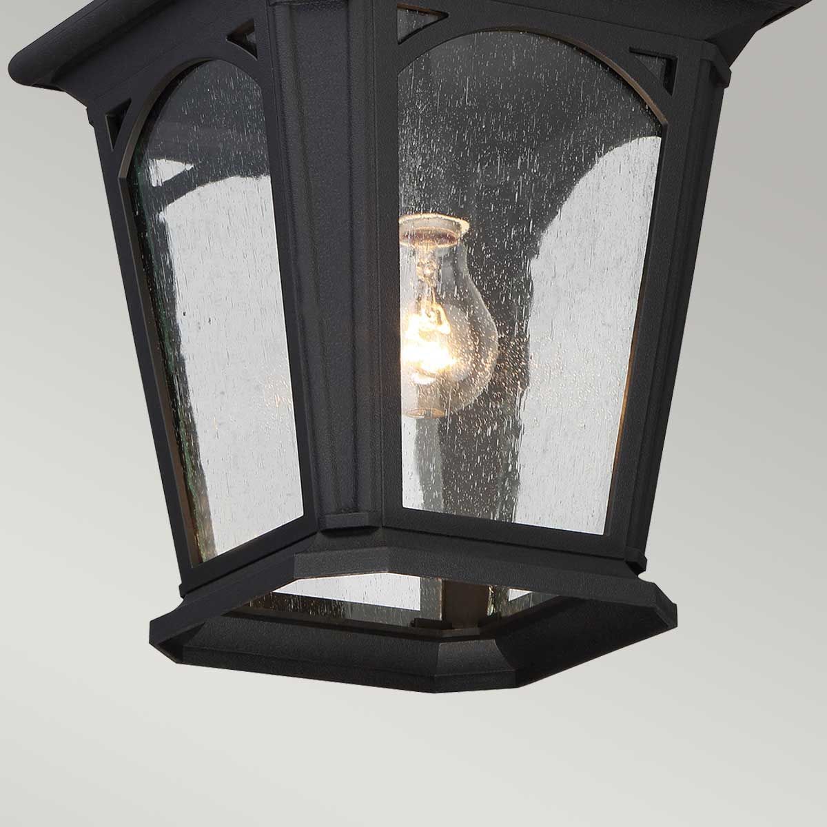 Holford Traditional Small Chain Lantern in Midnight Black Bulb Encasing Detail Holford Traditional Small Chain Lantern in Midnight Black Bulb Encasing Detail