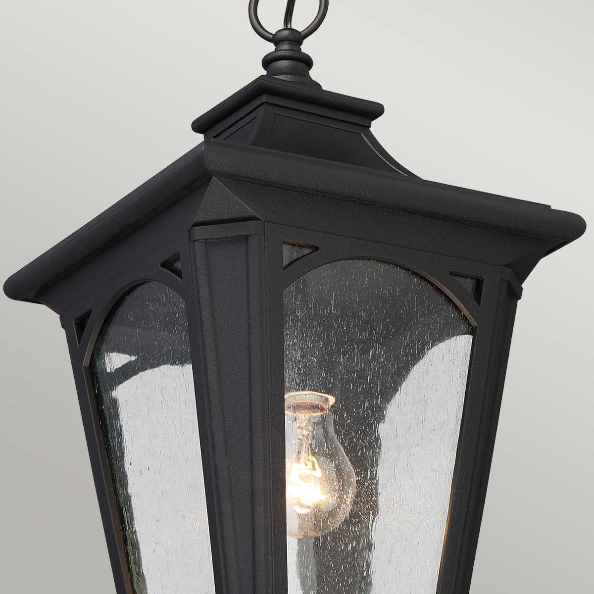 Holford Traditional Small Chain Lantern in Midnight Black Bulb Light On Holford Traditional Small Chain Lantern in Midnight Black Bulb Light On